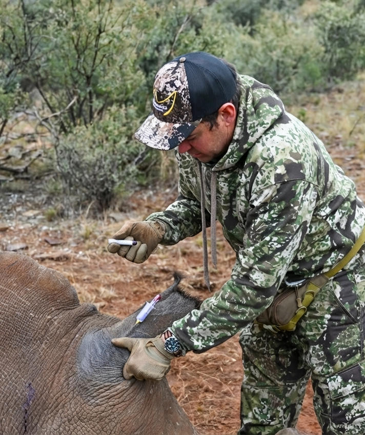 Liam Smit with rhino