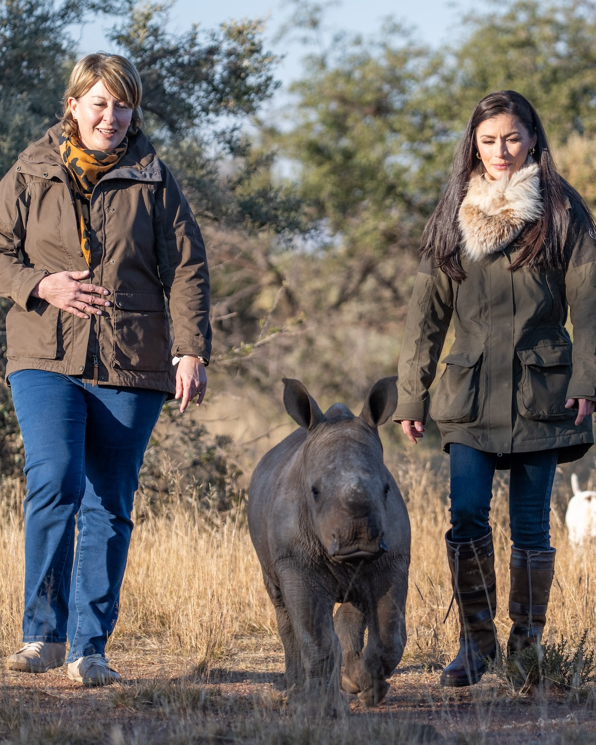 Bri Coelho with a baby rhino