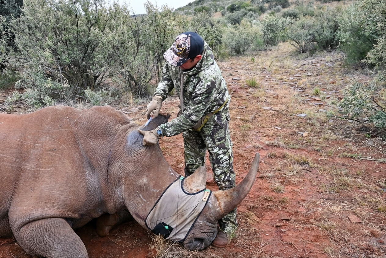 Liam Smit with rhino