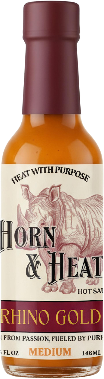 Rhino Gold hot sauce bottle